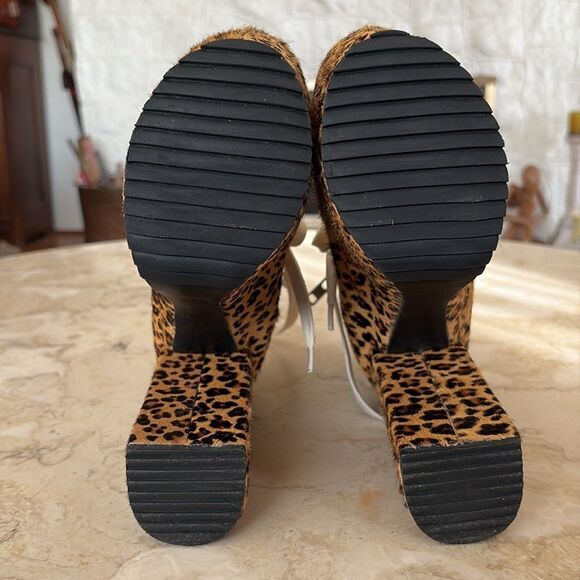 UNIF Hellbound Leopard Print Calf Hair Platform Leather Booties - Picture 13 of 16
